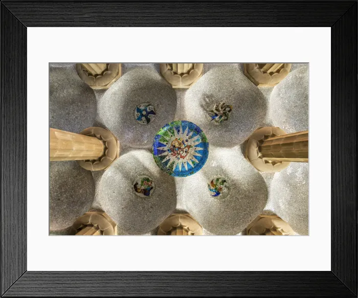 Framed Print : Ceiling mosaic in the Hypostyle Room, Park Guell, Barcelona, Catalonia, Spain Framed Print : Ceiling mosaic in the Hypostyle Room, Park Guell, Barcelona, Catalonia, Spain