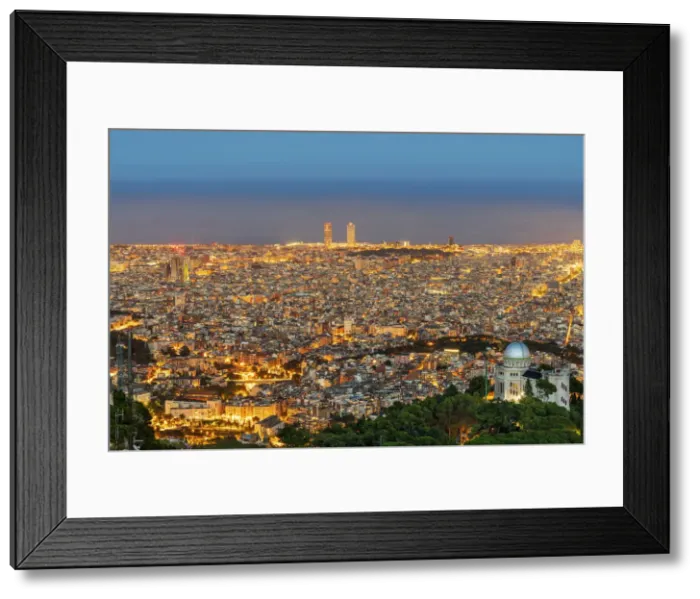 Framed Print : City skyline with Fabra astronomical observatory at twilight, Barcelona, Catalonia, Spain Framed Print : City skyline with Fabra astronomical observatory at twilight, Barcelona, Catalonia, Spain