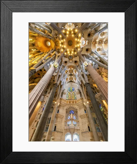 Framed Print : Low angle view of the ceiling in the nave, Sagrada Familia, Barcelona, Catalonia, Spain Framed Print : Low angle view of the ceiling in the nave, Sagrada Familia, Barcelona, Catalonia, Spain