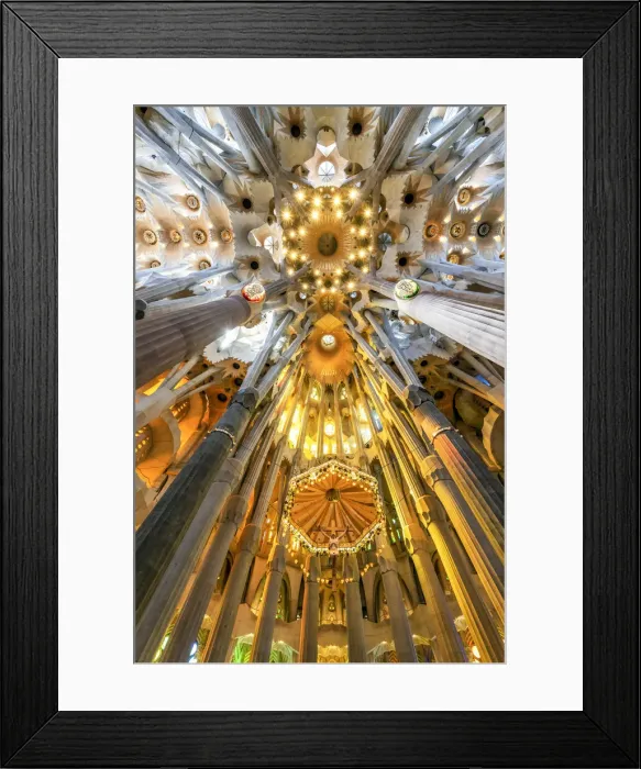 Framed Print : Low angle view of the ceiling in the nave, Sagrada Familia, Barcelona, Catalonia, Spain Framed Print : Low angle view of the ceiling in the nave, Sagrada Familia, Barcelona, Catalonia, Spain