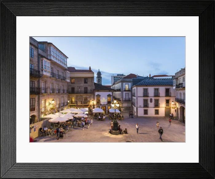 Framed Print : Spain, Galicia, Vigo, Plaza de la Constituciaon by night Framed Print : Spain, Galicia, Vigo, Plaza de la Constituciaon by night