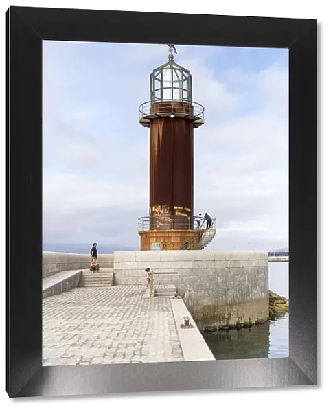 Spain, Galicia, Vigo, The lighthouse in the fenced area of the Museo del Mar