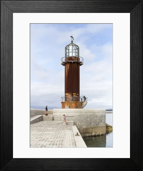 Framed Print : Spain, Galicia, Vigo, The lighthouse in the fenced area of the Museo del Mar