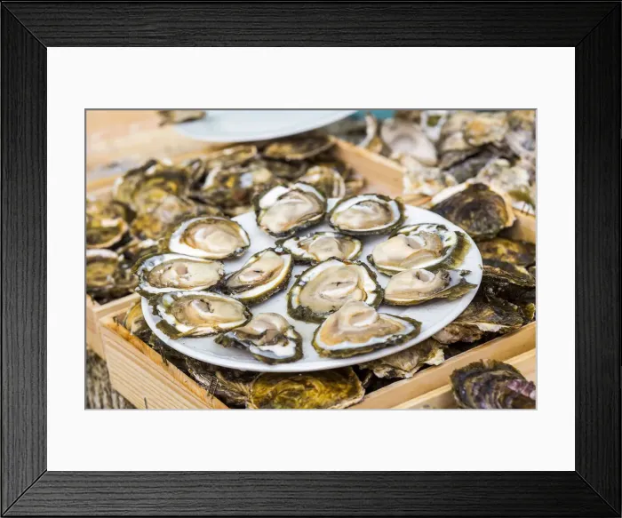 Framed Print : Spain, Galicia, Vigo, Fresh oysters at the oyster market Framed Print : Spain, Galicia, Vigo, Fresh oysters at the oyster market
