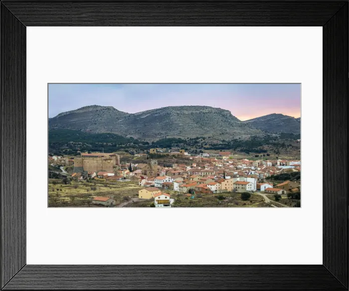 Framed Print : Spain, Aragon, Mora de Rubielos, Panoramic view of Mora de Rubielos