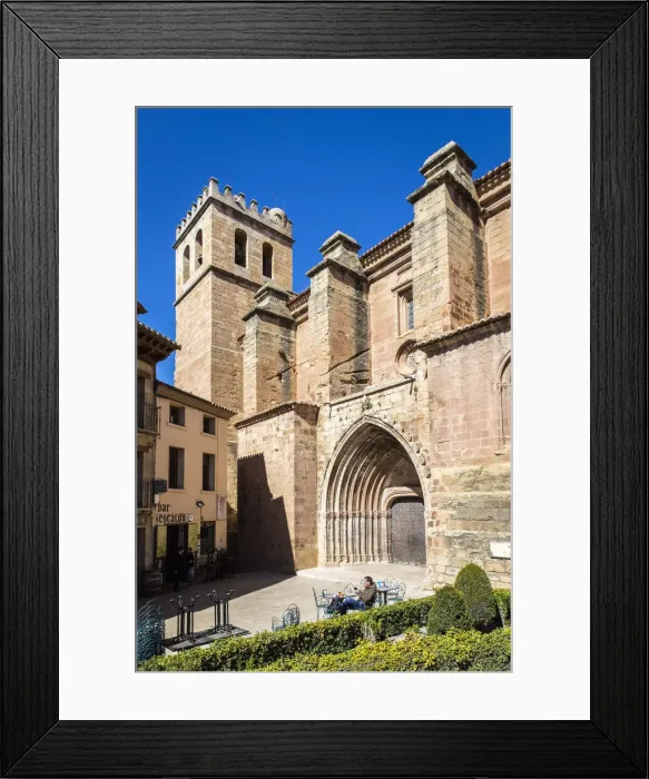 Framed Print : Spain, Aragon, Mora de Rubielos, St Marys church in the main square of the village