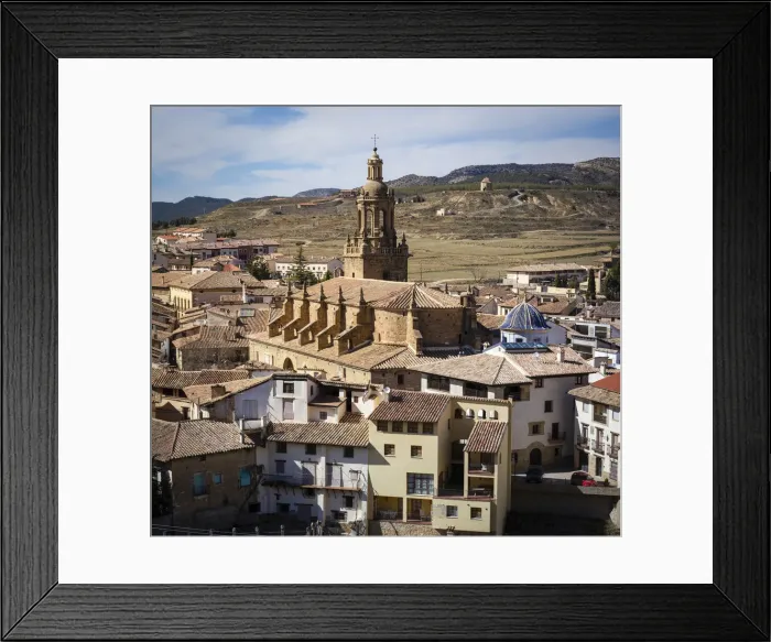 Framed Print : Spain, Aragon, Rubielos de Mora, Elevated view of Excolegiata de Santa Maraia La Mayor in Framed Print : Spain, Aragon, Rubielos de Mora, Elevated view of Excolegiata de Santa Maraia La Mayor in