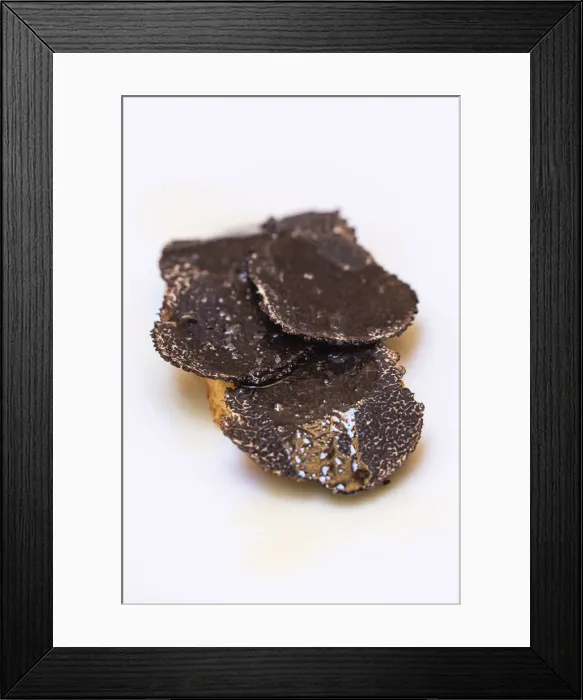 Framed Print : Spain, Aragon, Rubielos de Mora, Toasted bread with black truffle Framed Print : Spain, Aragon, Rubielos de Mora, Toasted bread with black truffle