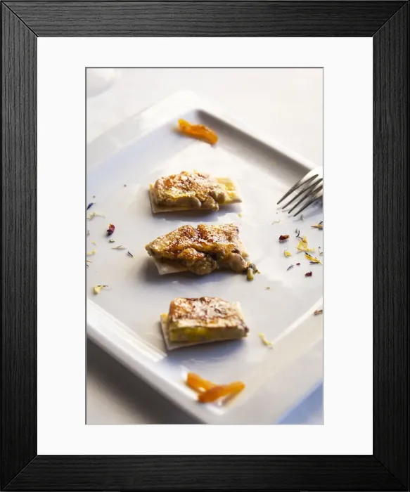 Framed Print : Spain, Aragon, Mora de Rubielos, Truffled caramelised mi-cuit fois gras upon crunchy