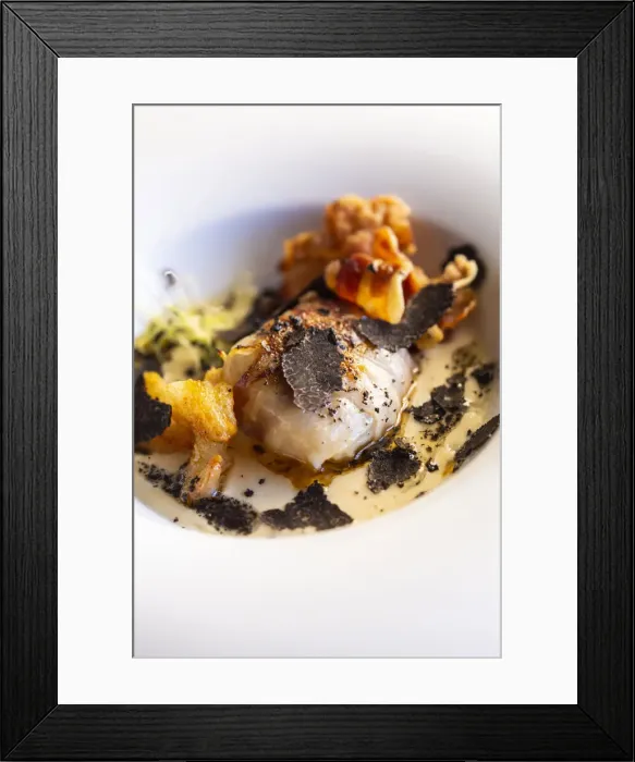 Framed Print : Spain, Aragon, Mora de Rubielos, Scallops covered with aged pork bacon Framed Print : Spain, Aragon, Mora de Rubielos, Scallops covered with aged pork bacon
