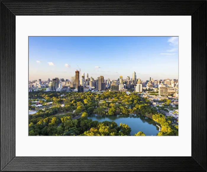 Framed Print : Lumpini Park and city skyline, Bangkok, Thailand Framed Print : Lumpini Park and city skyline, Bangkok, Thailand