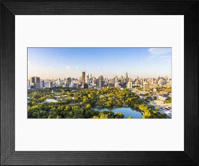 Framed Print : Lumpini Park and city skyline, Bangkok, Thailand Framed Print : Lumpini Park and city skyline, Bangkok, Thailand