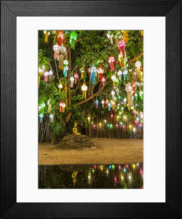Framed Print : Wat Phan Tao temple during Loi Krathong festival, Chiang Mai, Northern Thailand, Thailand