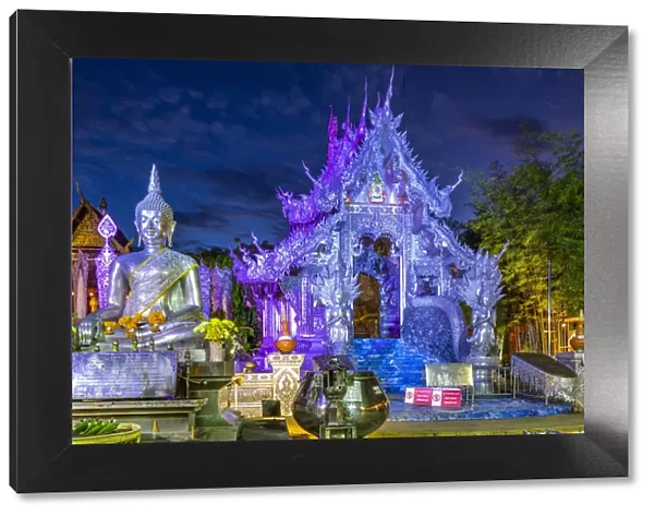 Silver Temple at night, Chiang Mai, Northern Thailand, Thailand