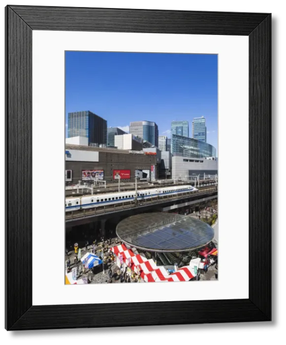 Framed Print : Japan, Honshu, Tokyo, Yurakucho, Skyline and Shinkansen Bullet Train Framed Print : Japan, Honshu, Tokyo, Yurakucho, Skyline and Shinkansen Bullet Train