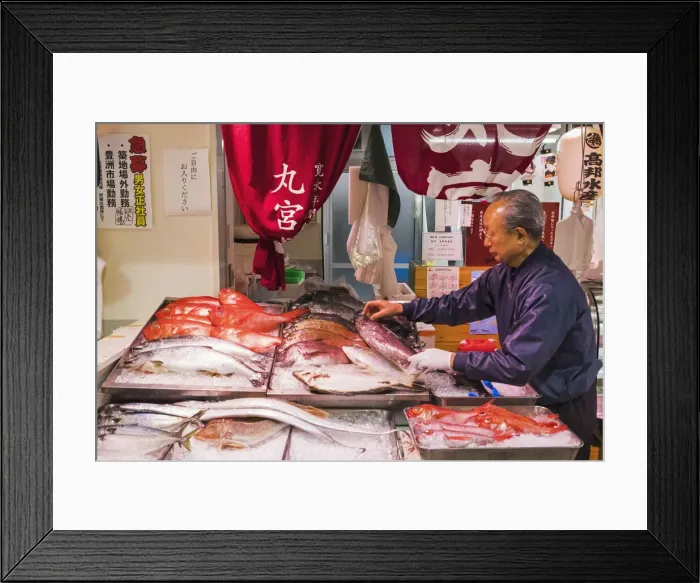 Framed Print : Japan, Honshu, Tokyo, Tsukiji Market, Fish Shop Display Framed Print : Japan, Honshu, Tokyo, Tsukiji Market, Fish Shop Display