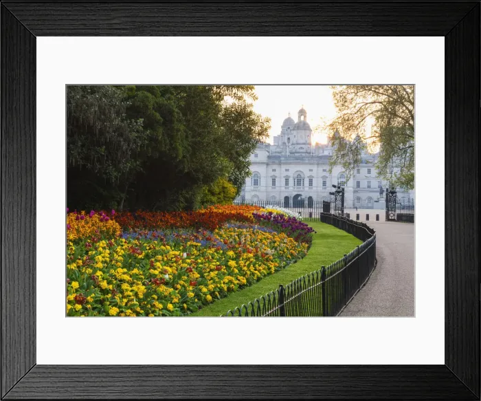 Framed Print : England, London, St. James Park, Dawn over Flower Beds and Horse Guards Parade Framed Print : England, London, St. James Park, Dawn over Flower Beds and Horse Guards Parade