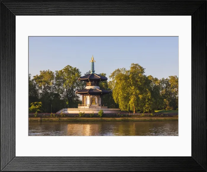 Framed Print : England, London, Kennington, Vauxhall Gardens, Japanese Peace Pagoda and River Thames Framed Print : England, London, Kennington, Vauxhall Gardens, Japanese Peace Pagoda and River Thames