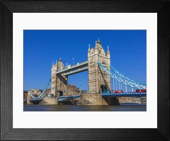 Framed Print : England, London, Tower Bridge and Double Decker Red Buses Framed Print : England, London, Tower Bridge and Double Decker Red Buses