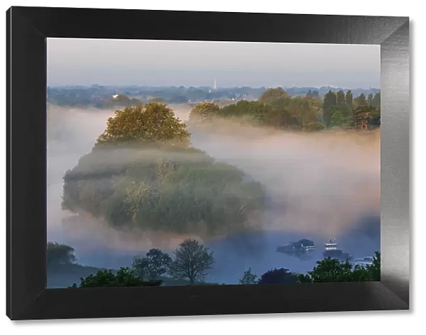 England, London, Richmond, View of The Thames with Mist from Richmond Hill