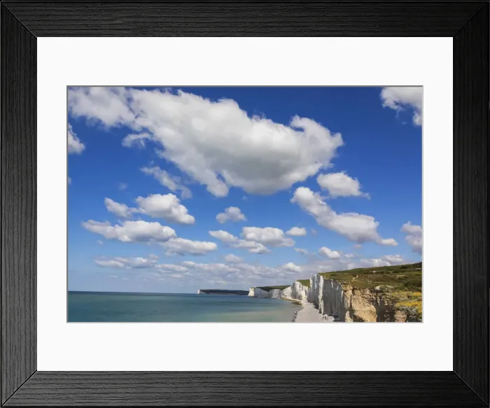 Framed Print : England, East Sussex, Eastbourne, View of The Seven Sisters Cliffs Framed Print : England, East Sussex, Eastbourne, View of The Seven Sisters Cliffs