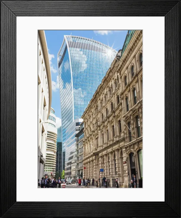 Framed Print : England, London, City of London, Lombard Street with The Walkie Talkie Building Framed Print : England, London, City of London, Lombard Street with The Walkie Talkie Building
