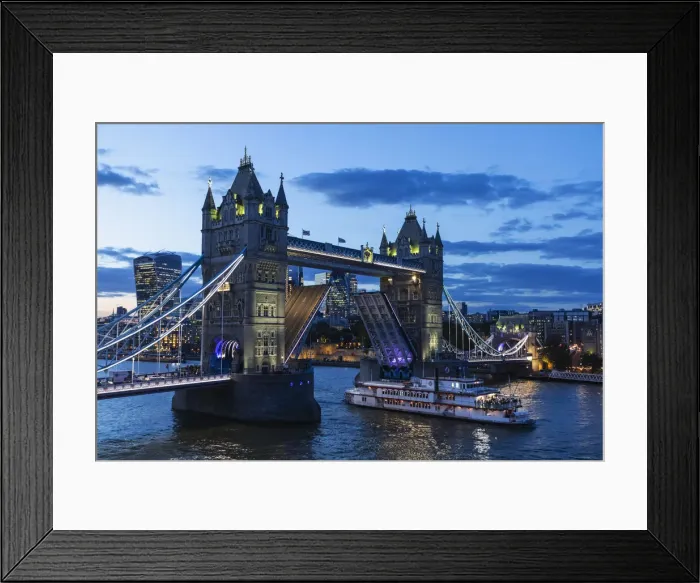 Framed Print : England, London, Tower Bridge at Night and City of London Skyline Framed Print : England, London, Tower Bridge at Night and City of London Skyline