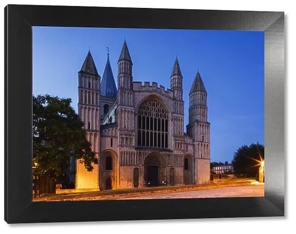 England, Kent, Medway, Rochester, Rochester Cathedral at Night