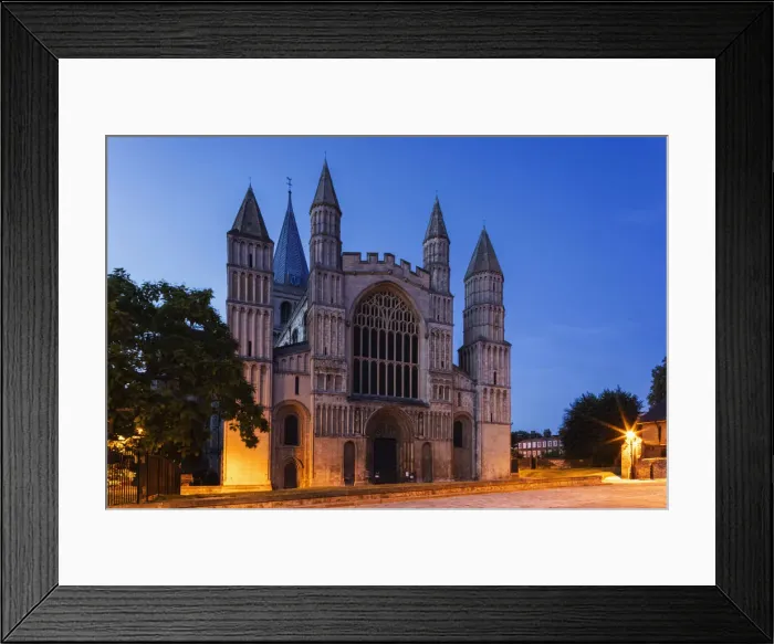 Framed Print : England, Kent, Medway, Rochester, Rochester Cathedral at Night
