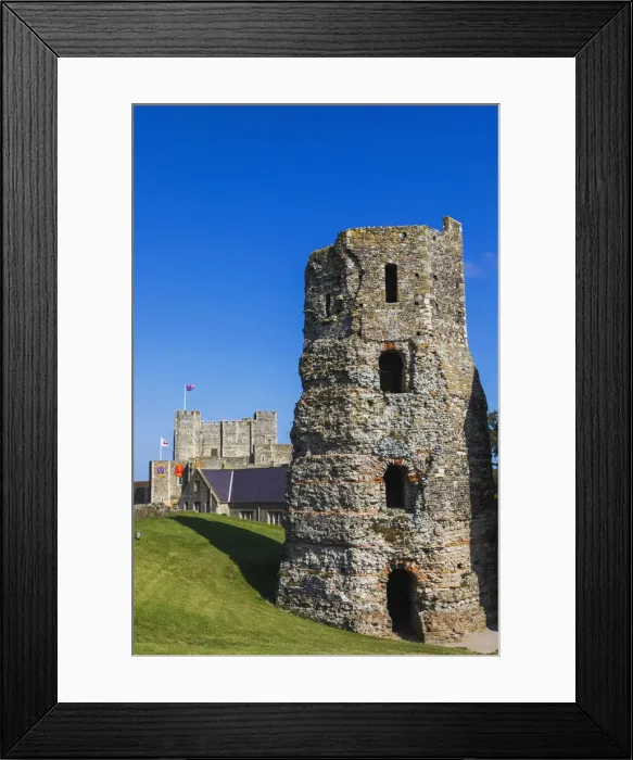 Framed Print : England, Kent, Dover, The Roman Lighthouse and Dover Castle Framed Print : England, Kent, Dover, The Roman Lighthouse and Dover Castle