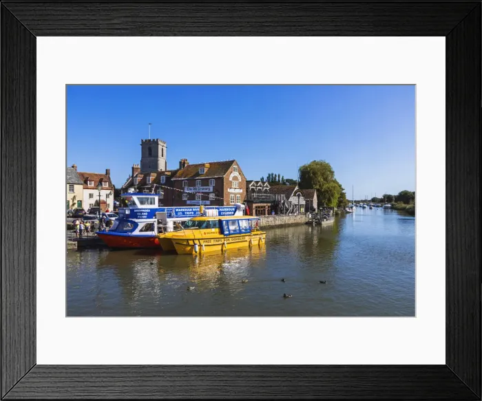 Framed Print : England, Dorset, Isle of Purbeck, Wareham, Quayside View and River Frome Framed Print : England, Dorset, Isle of Purbeck, Wareham, Quayside View and River Frome