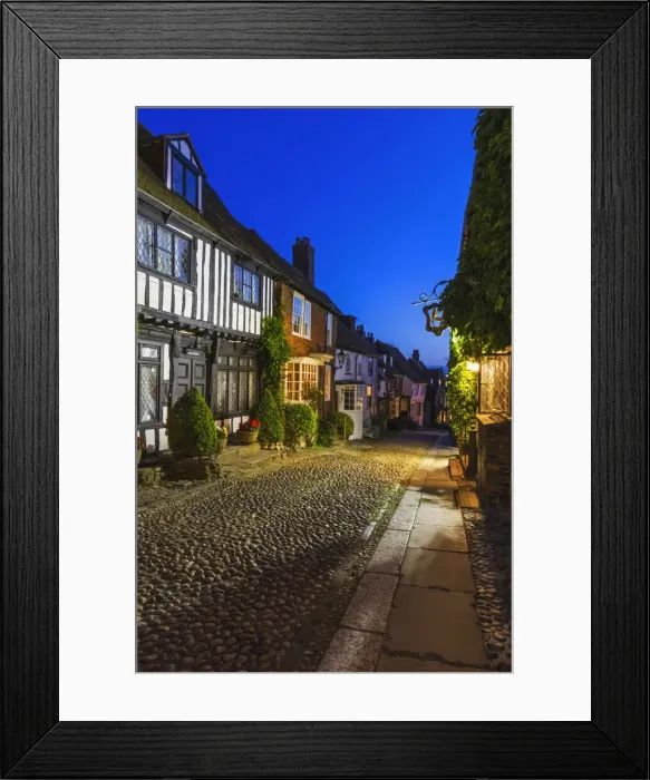 Framed Print : England, East Sussex, Rye, Mermaid Street at Night Framed Print : England, East Sussex, Rye, Mermaid Street at Night