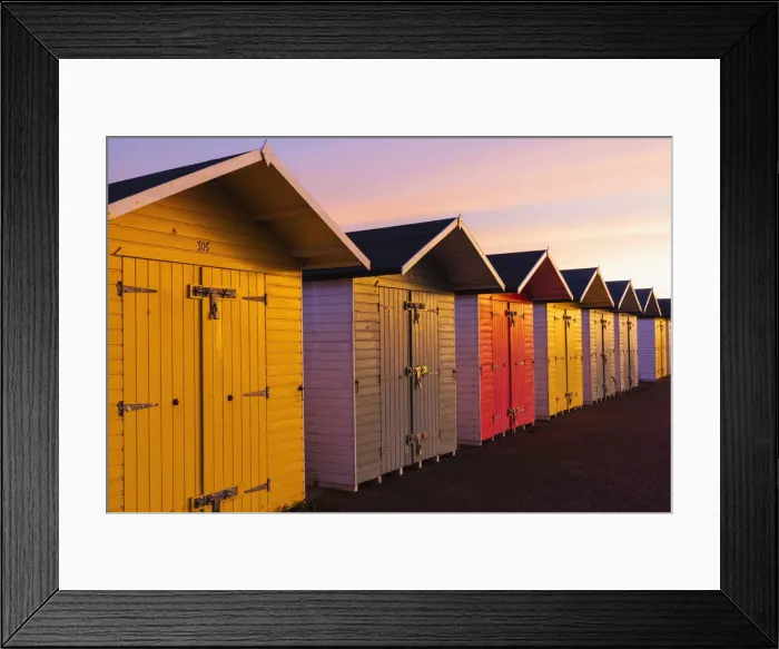 Framed Print : England, East Sussex, Eastbourne, Eastbourne Beach, Colourful Beach Huts