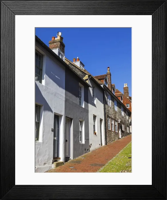 Framed Print : England, East Sussex, Lewes, Keere Street and Houses
