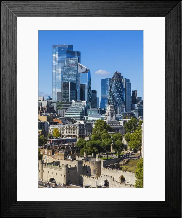 Framed Print : England, London, City Skyline View from Tower Bridge Framed Print : England, London, City Skyline View from Tower Bridge