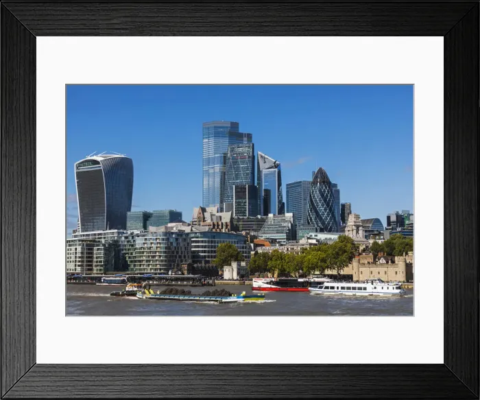 Framed Print : England, London, City Skyline View and River Thames Framed Print : England, London, City Skyline View and River Thames