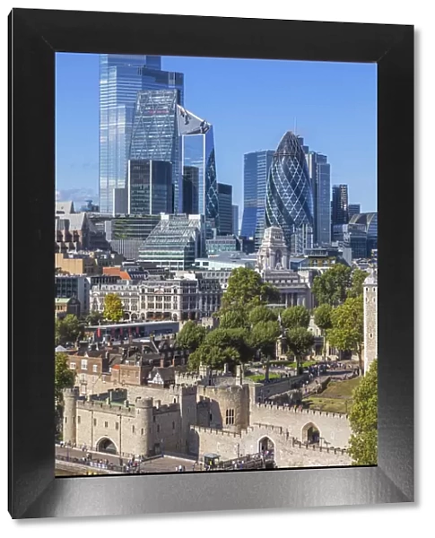 England, London, View of the City of London Skyline and The Tower of London from Tower