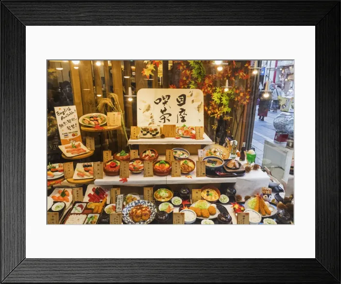 Framed Print : Japan, Honshu, Tokyo, Restaurant Window Display of Plastic Food Dishes Framed Print : Japan, Honshu, Tokyo, Restaurant Window Display of Plastic Food Dishes