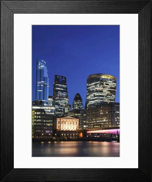 Framed Print : England, London, City of London Skyline and London Bridge and River Thames at Night Framed Print : England, London, City of London Skyline and London Bridge and River Thames at Night