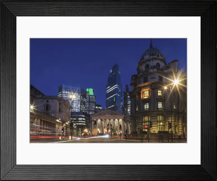Framed Print : England, London, The City of London, Night View showing The Bank of England Framed Print : England, London, The City of London, Night View showing The Bank of England