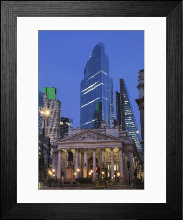 Framed Print : England, London, The City of London, Night View showing The Royal Exchange Framed Print : England, London, The City of London, Night View showing The Royal Exchange
