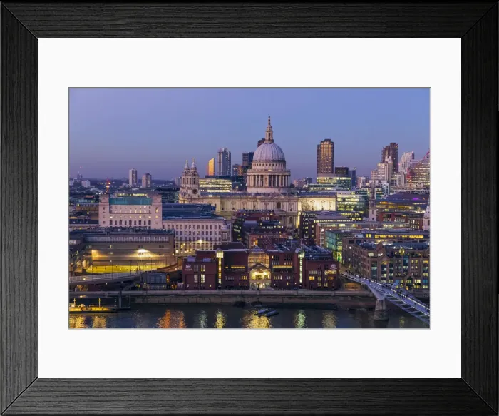 Framed Print : England, London, City of London, St Pauls Cathedral with Millenium Bridge Framed Print : England, London, City of London, St Pauls Cathedral with Millenium Bridge