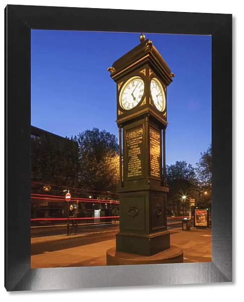 England, London, Islington, The Angel Clock Tower at Night