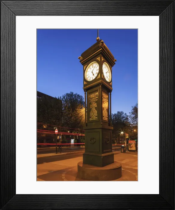 Framed Print : England, London, Islington, The Angel Clock Tower at Night Framed Print : England, London, Islington, The Angel Clock Tower at Night