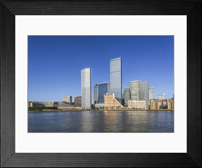 Framed Print : England, London, Docklands, River Thames and Canary Wharf Skyline