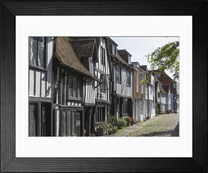 Framed Print : England, East Sussex, Rye, Street Scene with Medieval Housing