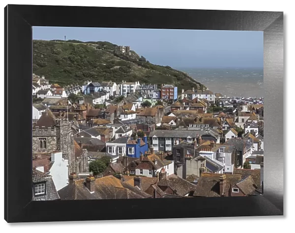 England, East Sussex, Hastings, Elevated View of The Town from West Hill