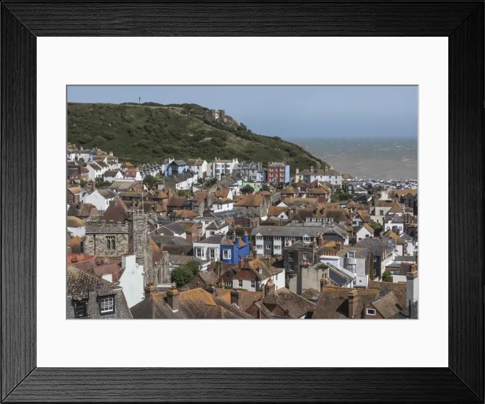 Framed Print : England, East Sussex, Hastings, Elevated View of The Town from West Hill