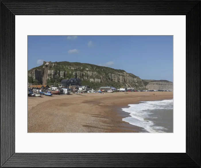 Framed Print : England, East Sussex, Hastings, Rock-a-nore, Beach and Fishing Boat Fleet