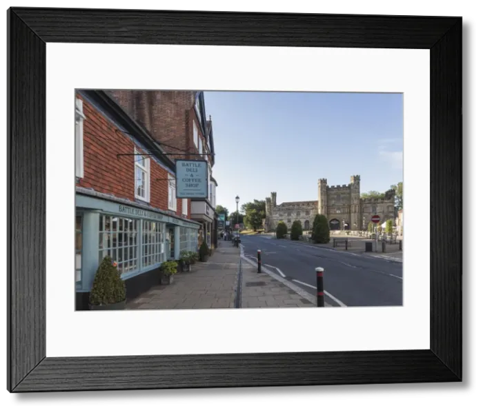 Framed Print : England, East Sussex, Battle, High Street Shops and Battle Abbey Gatehouse Framed Print : England, East Sussex, Battle, High Street Shops and Battle Abbey Gatehouse